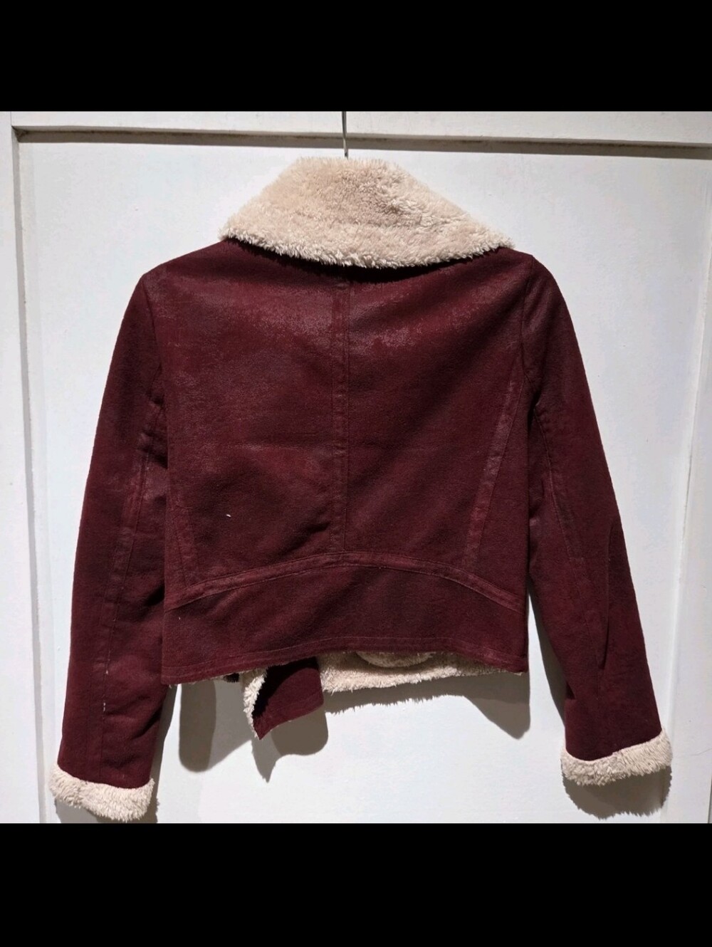 FARM Rio Burgundy Jacket with Cream Sherpa Collar - Picture 7 of 7